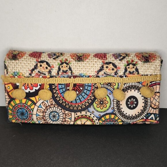 Woven Wallet Purse Pouch Bag Mexican Children Print - Picture 1 of 8